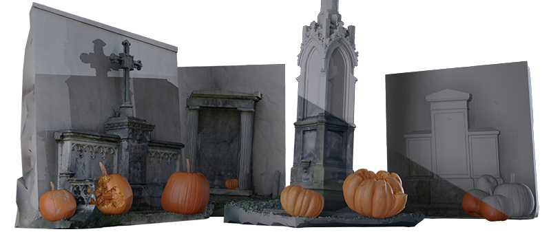 3D scan pumpkin and cemetery monuments